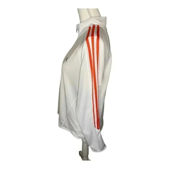 Adidas Climalite Women’s Large Pullover Quarter Zip White & Pink - Picture 2 of 4